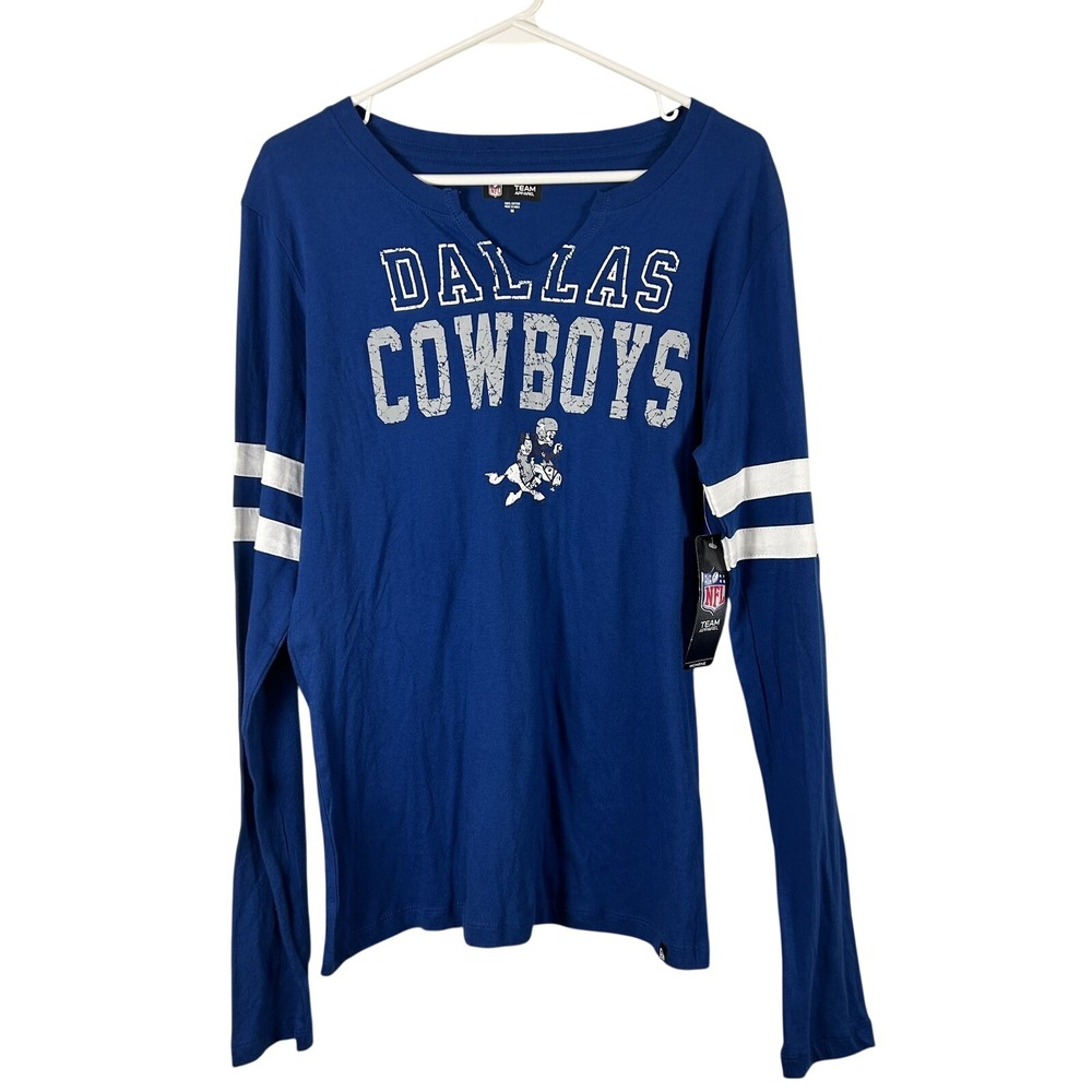 Dallas Cowboys NFL Long Sleeve T-Shirt Women's Medium Blue Gray White Cotton NEW